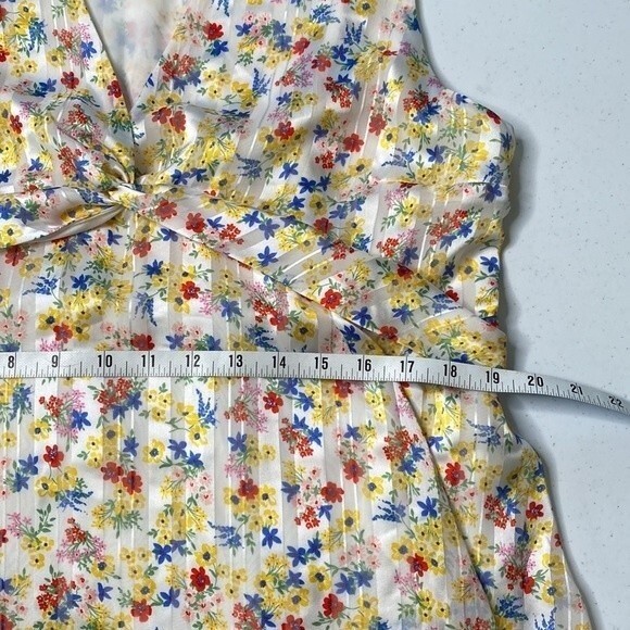 Banana Republic Floral Sleeveless Fit & Flare Dress Ruffle Tiered V-Neck Lined - Picture 13 of 15